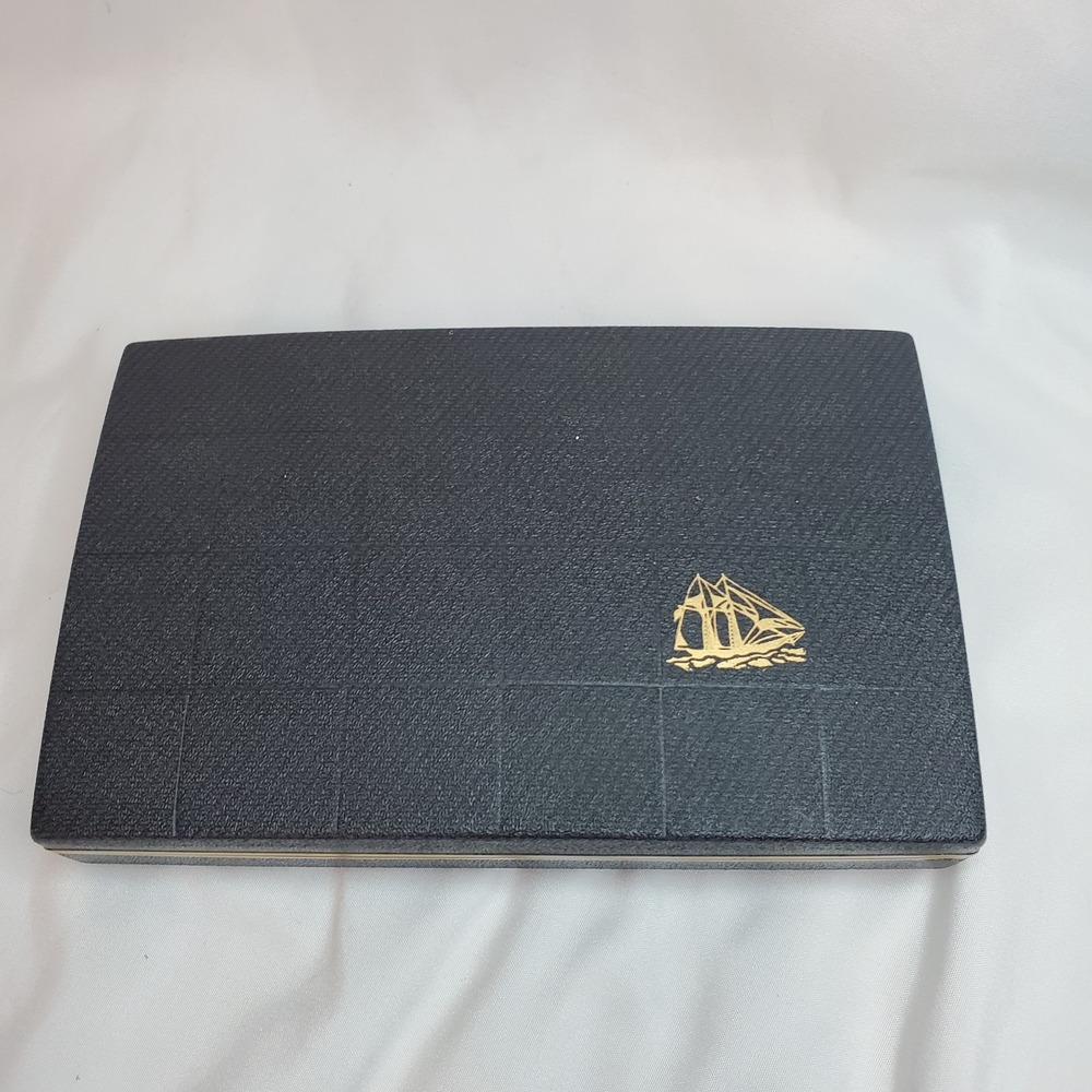 Vtg  Jewelry Watch Box FARRINGTON Genuine Texol USA Black Ship Boat 7" X 4.5"